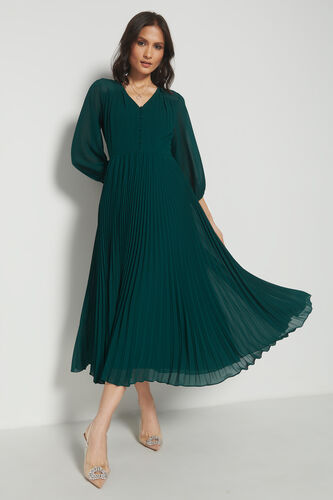 Pleated Poetry Dress, Green, image 3